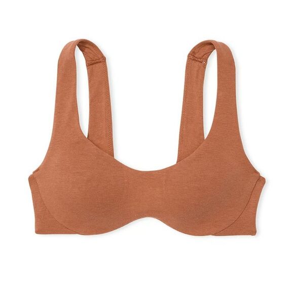 1271 NWT Base Cotton Unlined Scoop Bra Caramel - Picture 1 of 6
